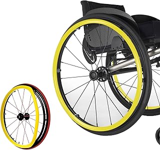 NSTVVEE Cubiertas de Silicona para llanta de Silla de Ruedas de 22 y 24 Pulgadas, Antideslizantes y Resistentes al Desgaste, para Mejorar el Agarre y la tracción (Amarillas de 24 Pulgadas)
