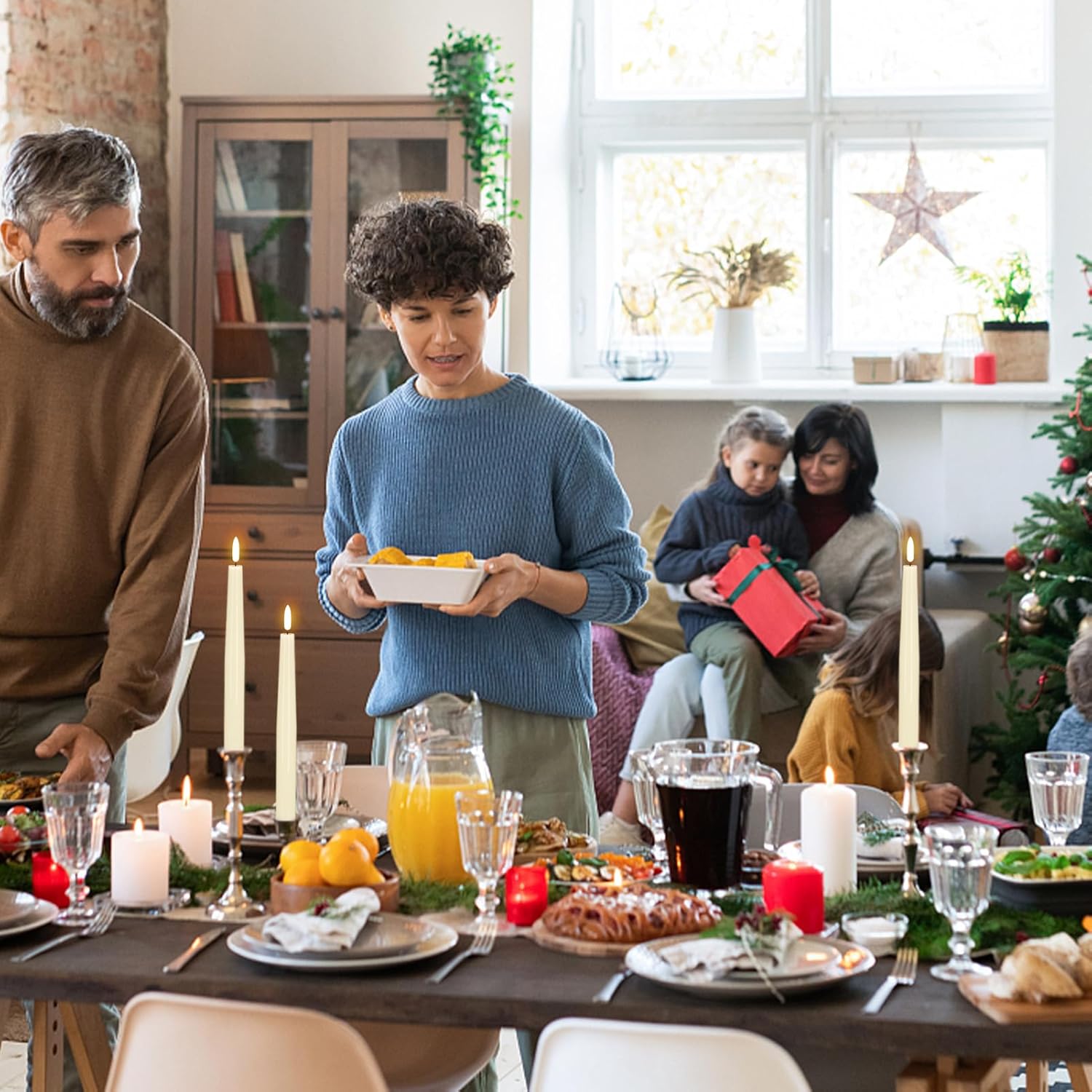 GenSwin Flameless Taper Candles with Remote Timer, Real Wax LED Flickering Candlesticks Battery Operated 3D Wick for Wedding, Party, Home(Ivory, 9.84, Set of 3)