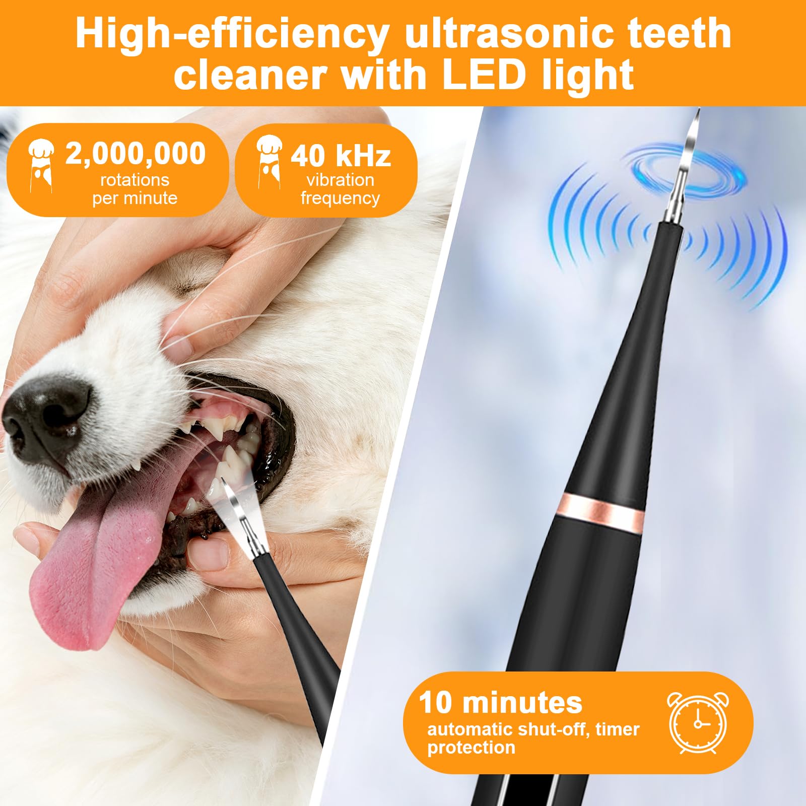 Limpiador Dental Ultrasónico para Perros - Elimina Sarro y Placa con Luz LED, Limpiador Mascotas