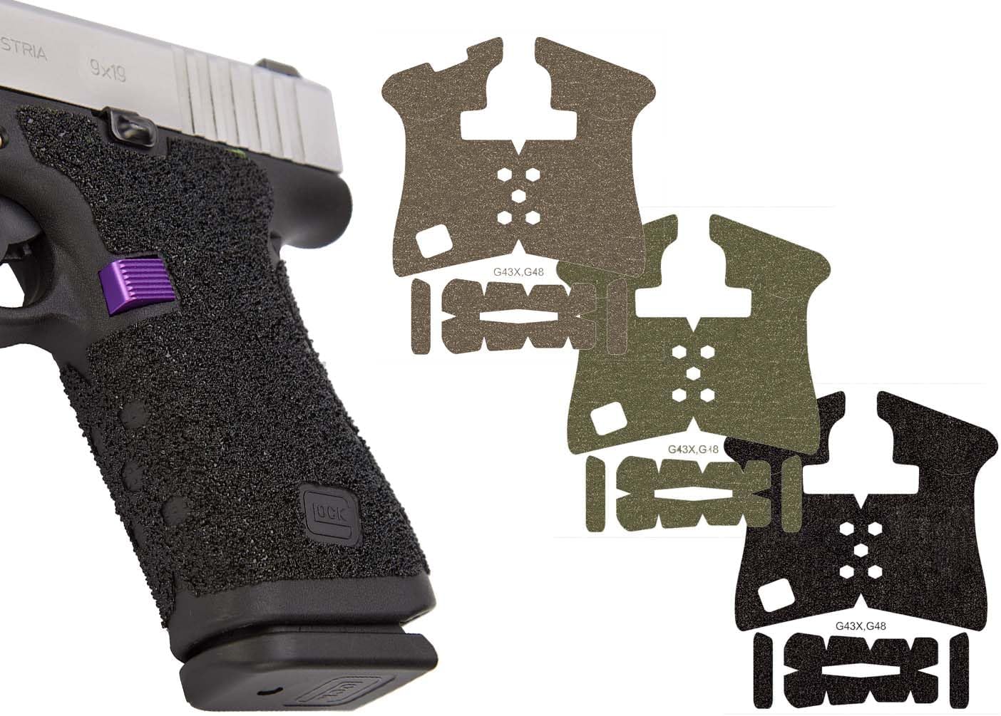 NDZ Performance Pro Decal Grip Tape for Glock 43X & 48 – Granulate Texture Adhesive Wrap Around Grip Enhancement – Made in USA – Available in Black, FDE, ODG
