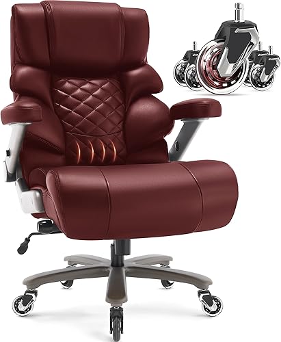 VUZI Silla de oficina grande y alta de 700 libras, silla de computadora grande con soporte lumbar ajustable, brazos abatibles 3D, ruedas de tamaño