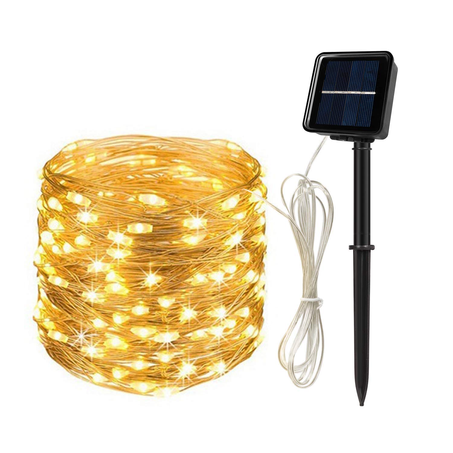 MAEXUS Solar String Lights Outdoor, 72 Ft 200 LED Solar Fairy Lights Outdoor with 8 Modes, Christmas String Lights Solar Powered Waterproof for Christmas Patio Yard Trees Wedding (Warm White)