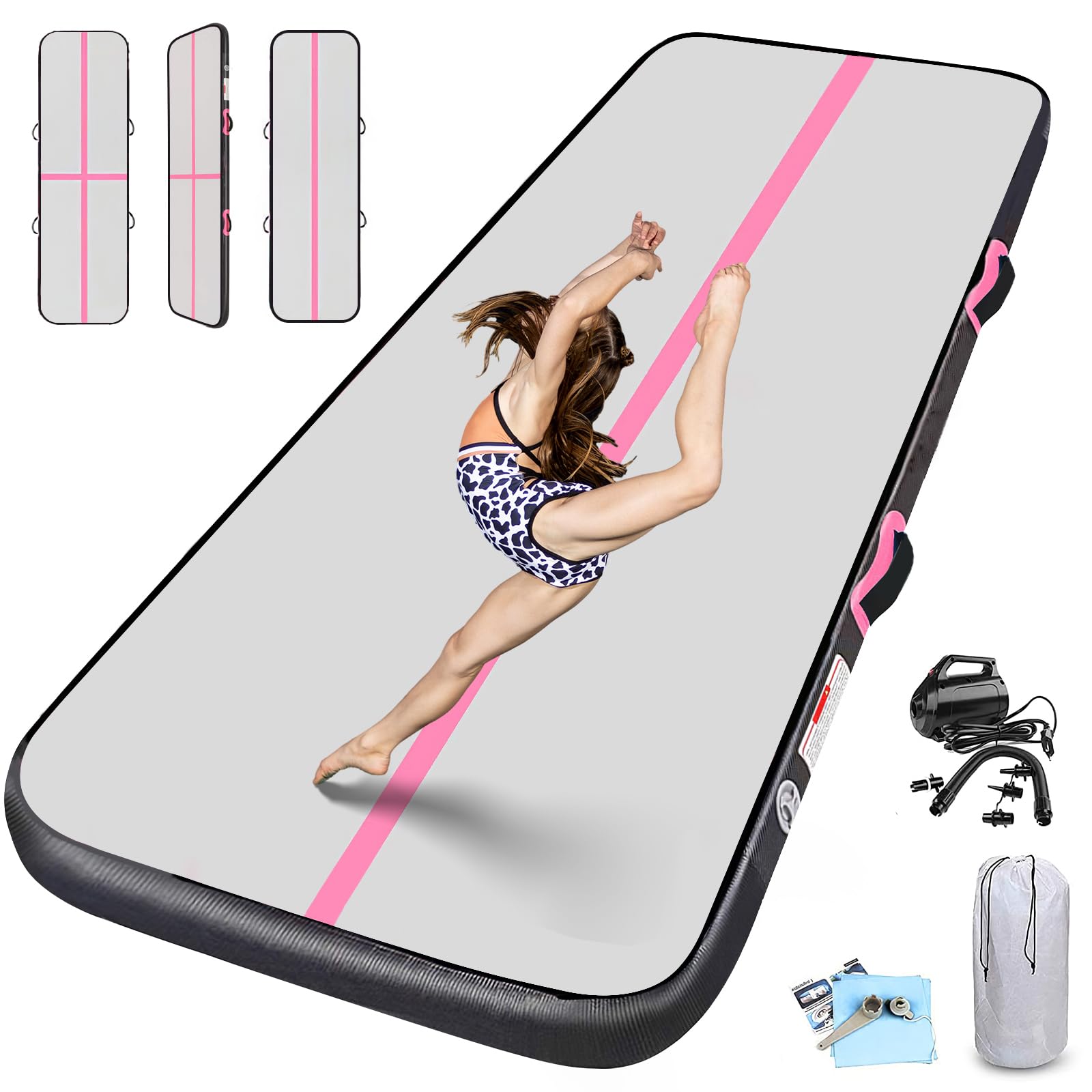 Inflatable Gymnastics Mat, Air Tumbling Track Mats For Kids Home Gym Water Gymnastics Yoga Cheerleading Training Landing Exercise with Pump