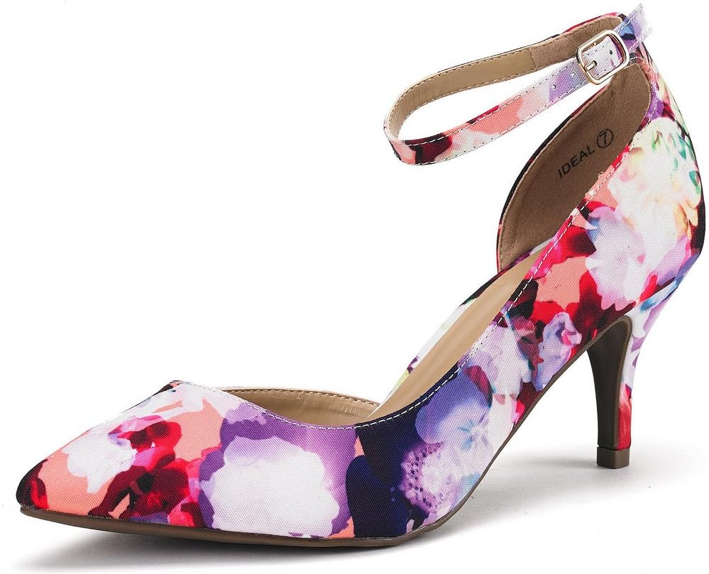 DREAM PAIRS Women's Ideal Floral Low Heel Dress Pump Shoes - 5 M US