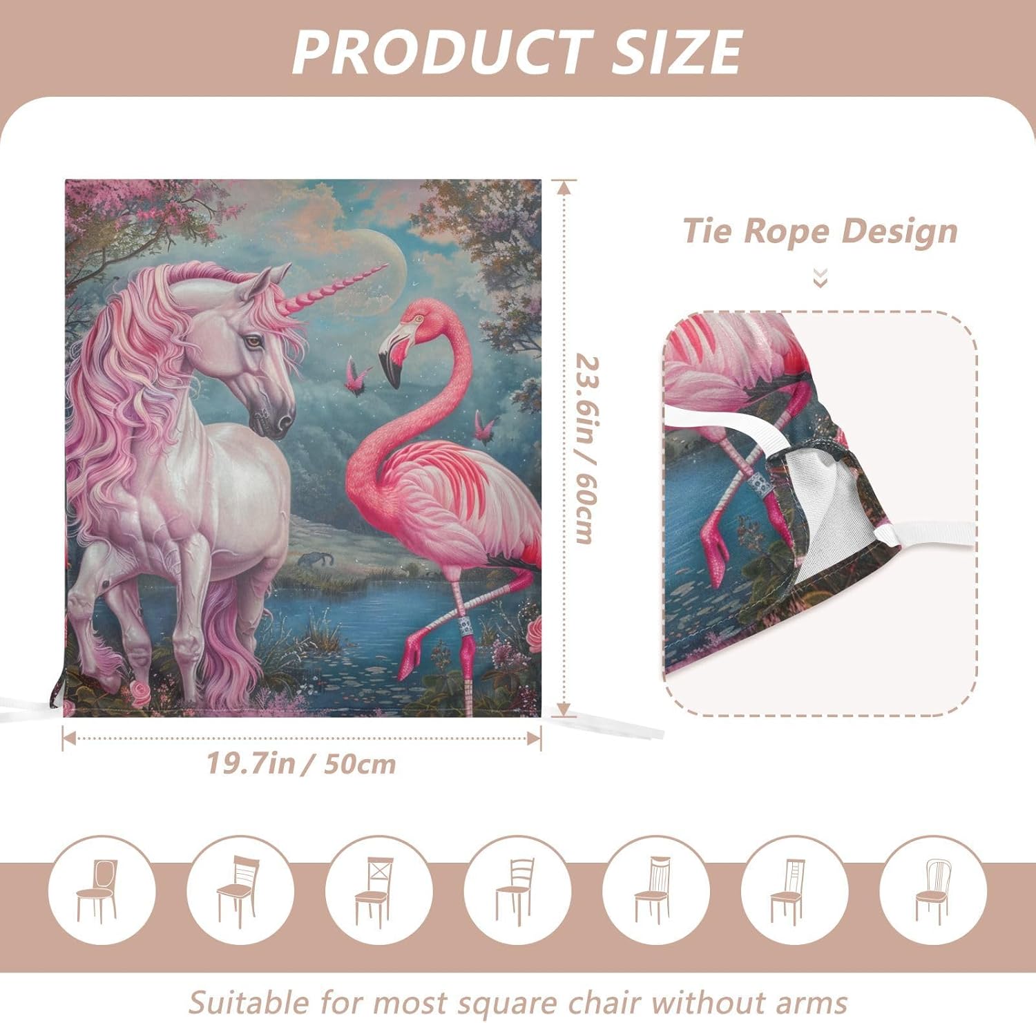 ALAZA Unicorn and Flamingo Chair Back Cover Set of 6, Washable Reusable Removable Chair Slipcovers Decorative Chair Cover for Home Kitchen Wedding Party