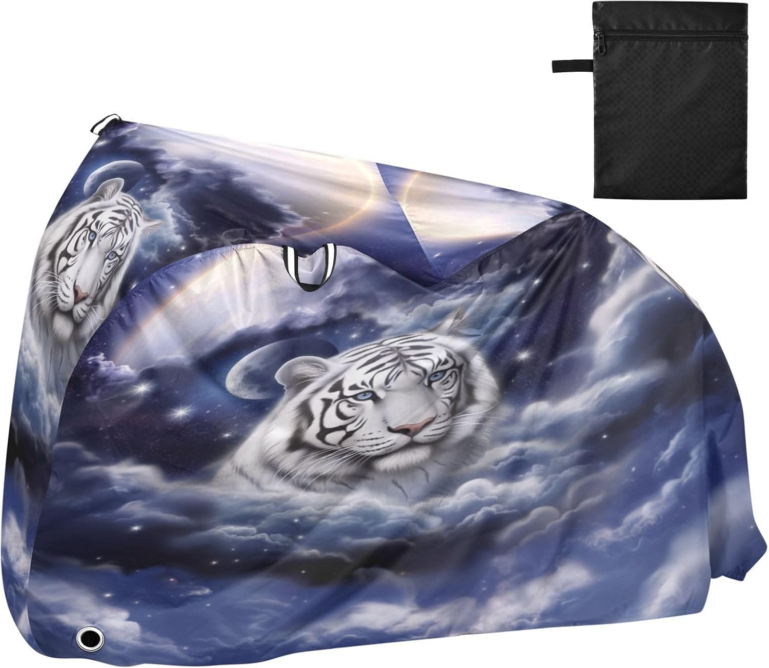 ALAZA Tiger Moon Bike Cover Waterproof Outdoor Ebike Bicycle Covers Tarp Protection for 1/2 Bikes, Sun UV Dust Wind Proof