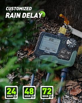 RAINPOINT Water Timer 3 Outlets with Brass Inlet, Automatic prinkler Timer with Rain Delay/Manual Watering/large LCD display, Garden Smart Irrigation Time for Yard, Lawn