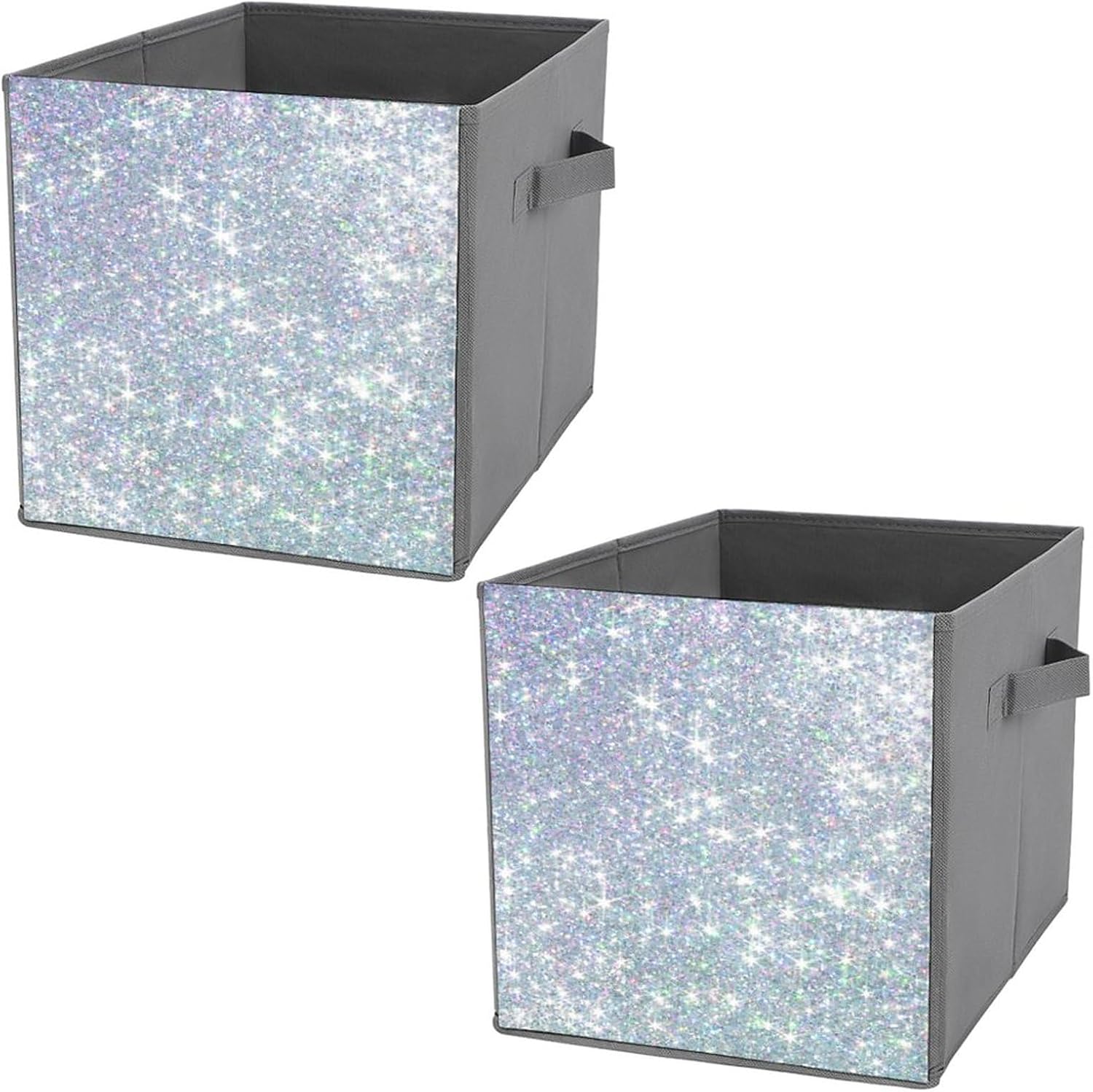 Amazon.com - DamTma Bling Silver Cube Storage Bin with Handles Foldable ...