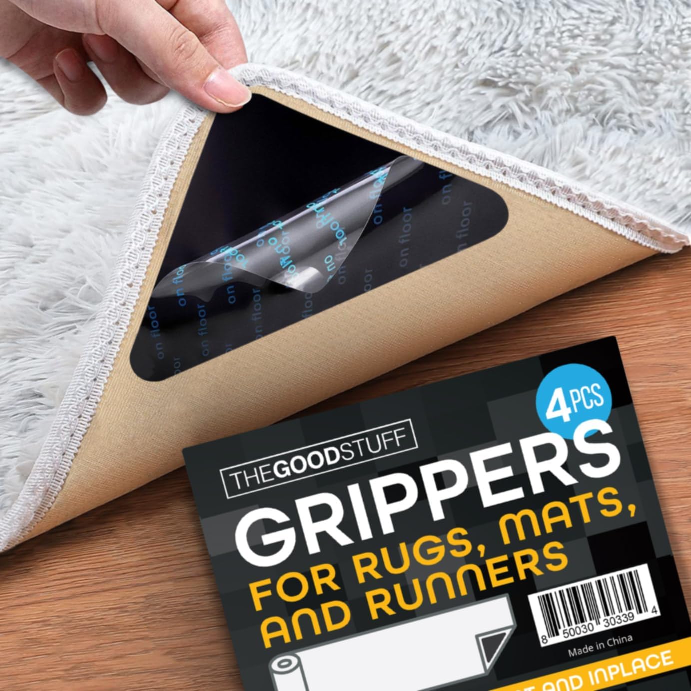 Rug Pad Gripper Four Pack Secure Area Rugs to Carpets