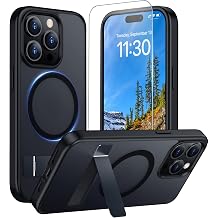 Designed for iPhone 15 Pro Max Case,Matte Skin-Friendly Magnetic Case with Kickstand,Shockproof Slim Cover Compatible with MagSafe Charger,Anti-Scratch Protective Phone Case 6.7-Black