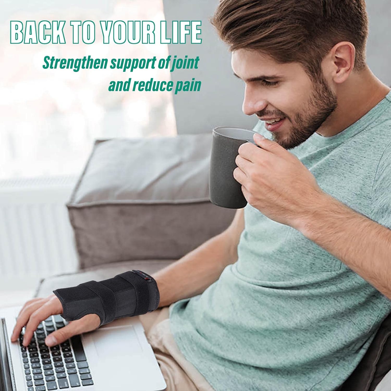 NEENCA Wrist Brace, Adjustable Night Sleep Wrist Support Brace with Splints, Palm Wrist Orthosis without thumb - Fits Both Hands - Help With Carpal Tunnel, Relieve and Treat Wrist Pain or Injuries