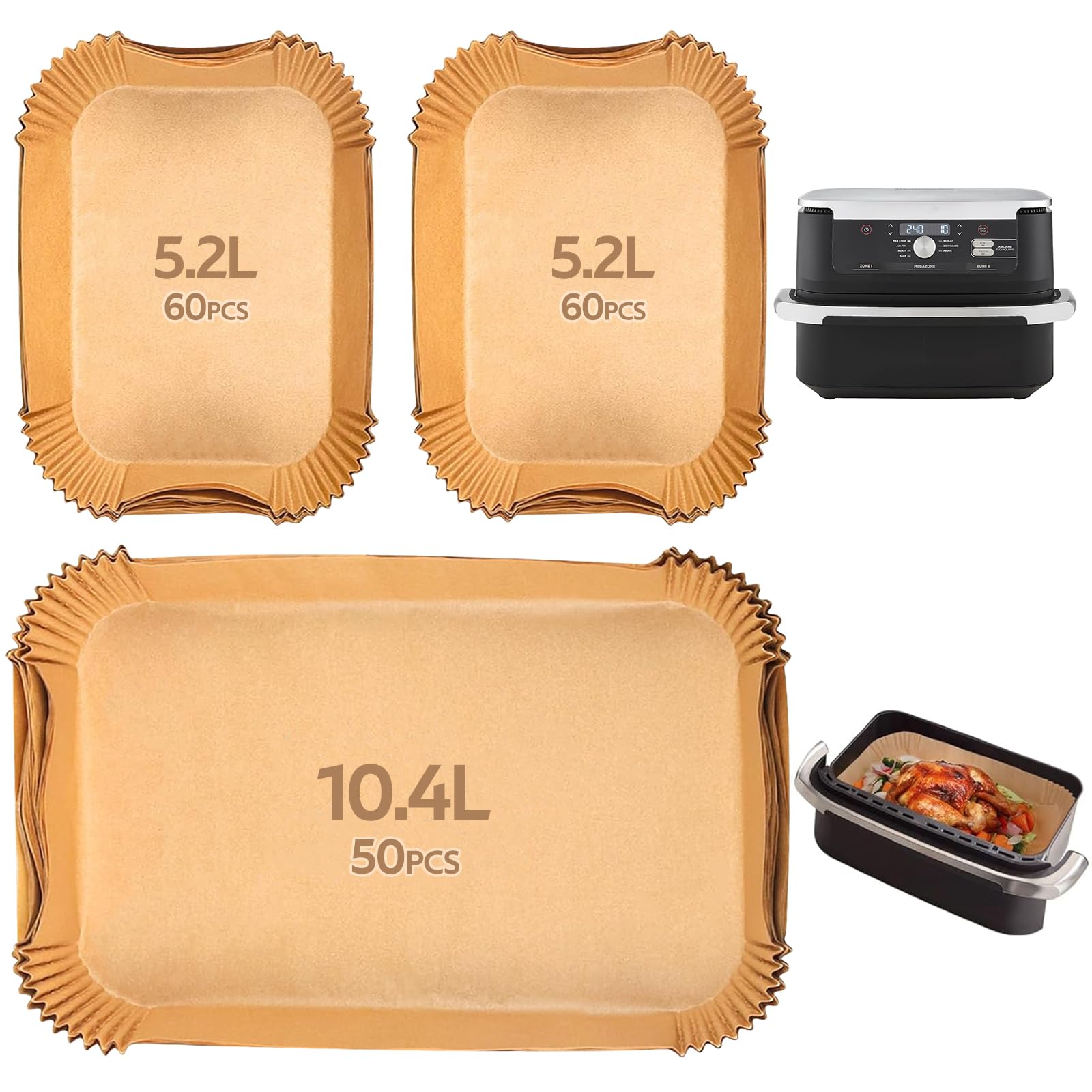 170Pz Carta Forno per Friggitrice ad Aria Senza BPA, Teglia per Friggitrice ad Aria Antiaderente Impermeabile Monouso Accessori Friggitrice ad Aria per 5-16L Friggitrice Aria Forno Padelle Microonde