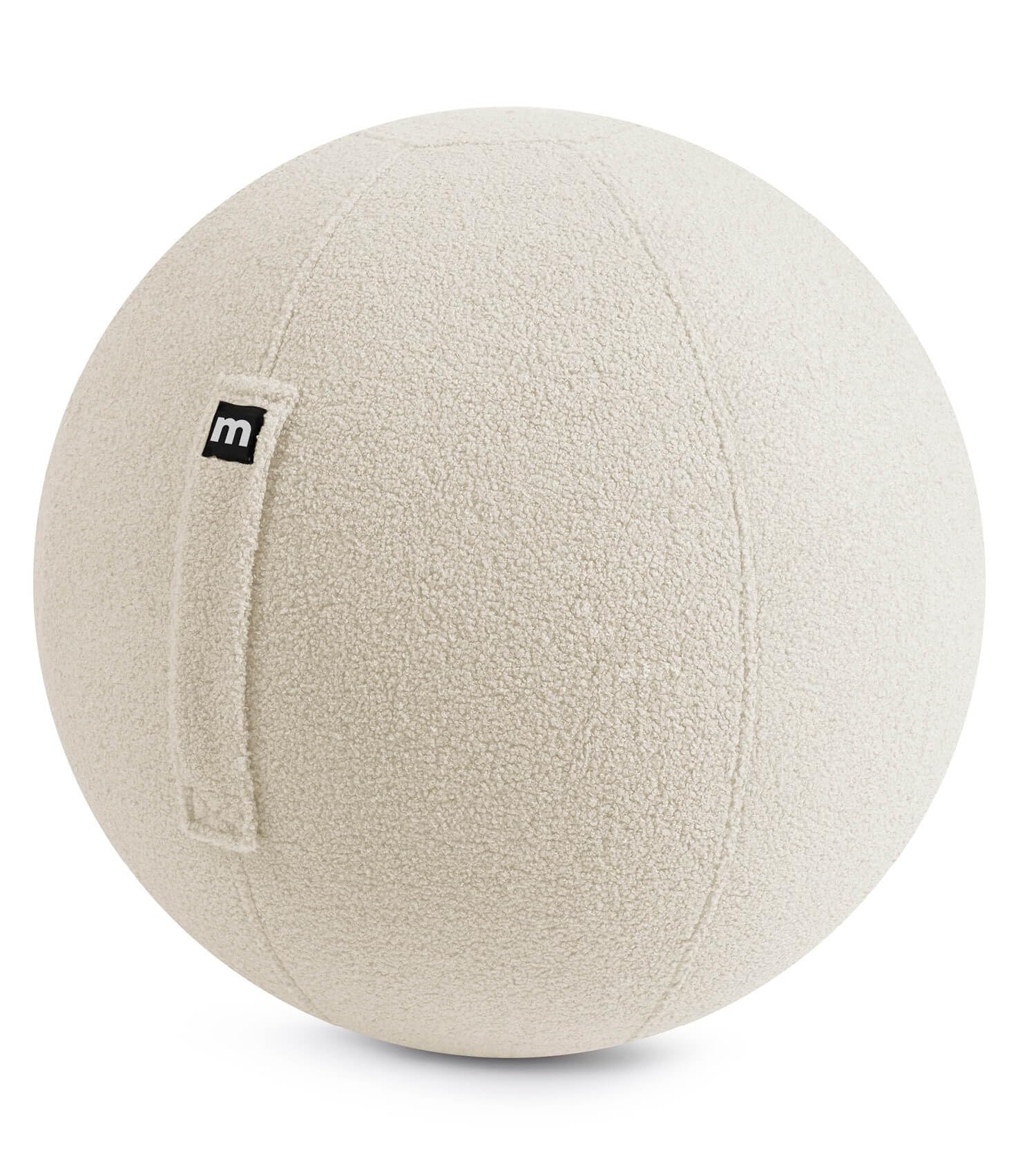 mokebo ergonomischer Sitzball 'Der Runde' mit Pumpe, Pezziball, Yogaball oder Gymnastikball mit Teddybezug, 65cm Breite, Bürostuhl Alternative für Zuhause & Büro in Natur Beige