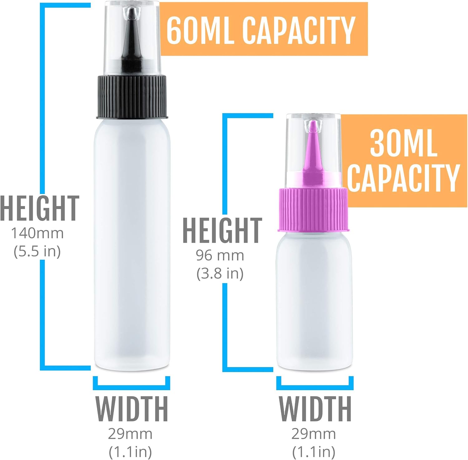 Writer Bottles - 10 Easy Squeeze Applicator Bottles - 5 each (1 and 2 Ounce) - Cookie Decorating Supplies, Cookie Cutters, Cookie Supplies (10 Bottles)