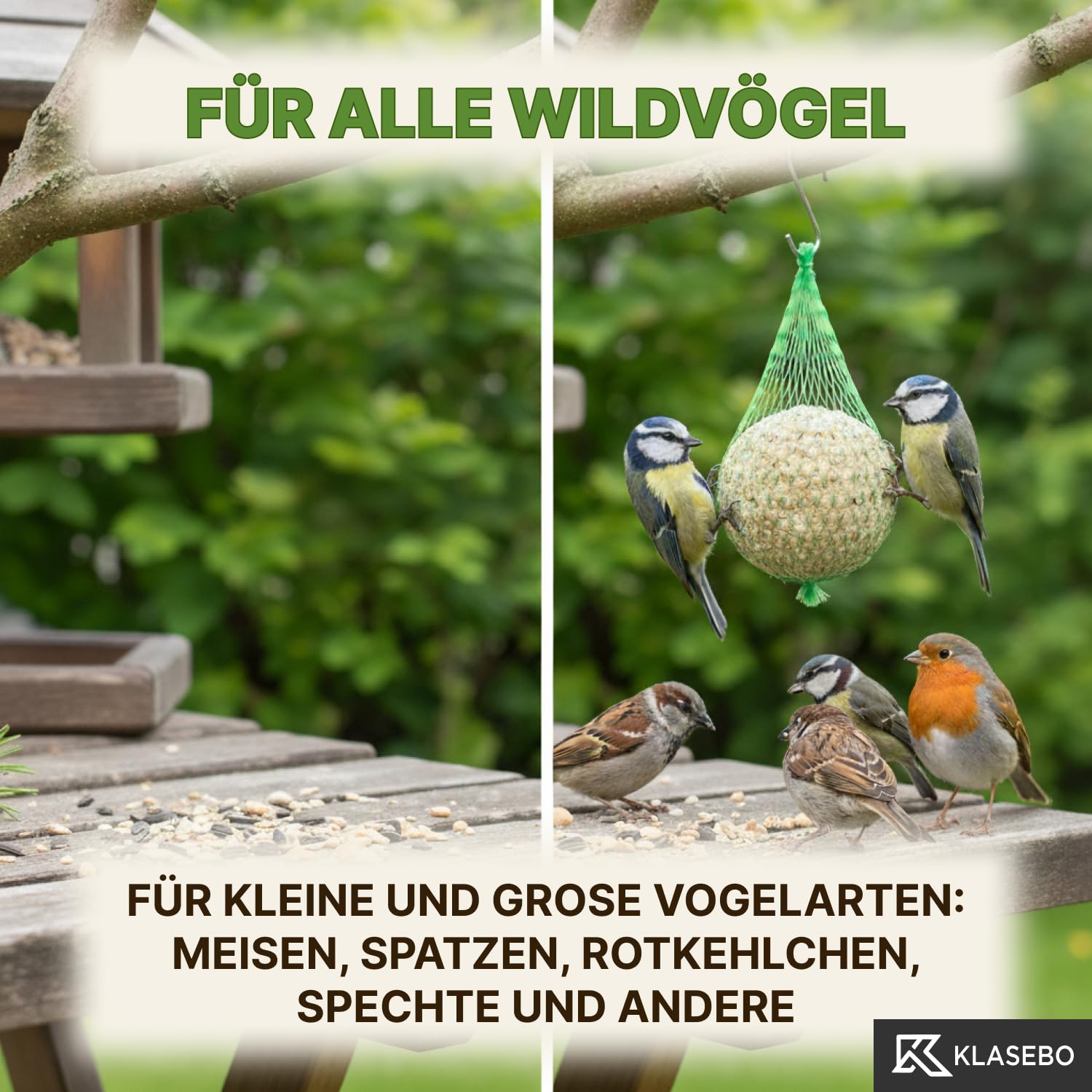 Premium Meisenknödel mit Insekten, 100 Stück (9kg) – Ganzjähriges Wildvogelfutter im Netz, Natürliche Zutaten, Ganzjährige Fütterung, Körnerfresser Delikatesse
