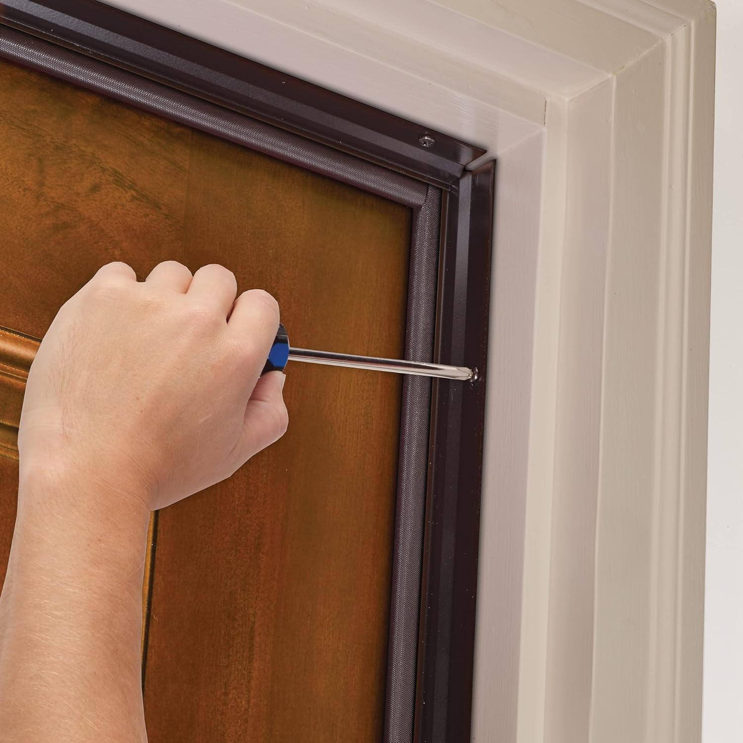 M-D Building Products 87783 All Season Door Jamb Kit for Doors up to 36in x 84in (Bronze) | Compression Weatherstrip with Aluminum Stop Door Jamb Kit with Screws