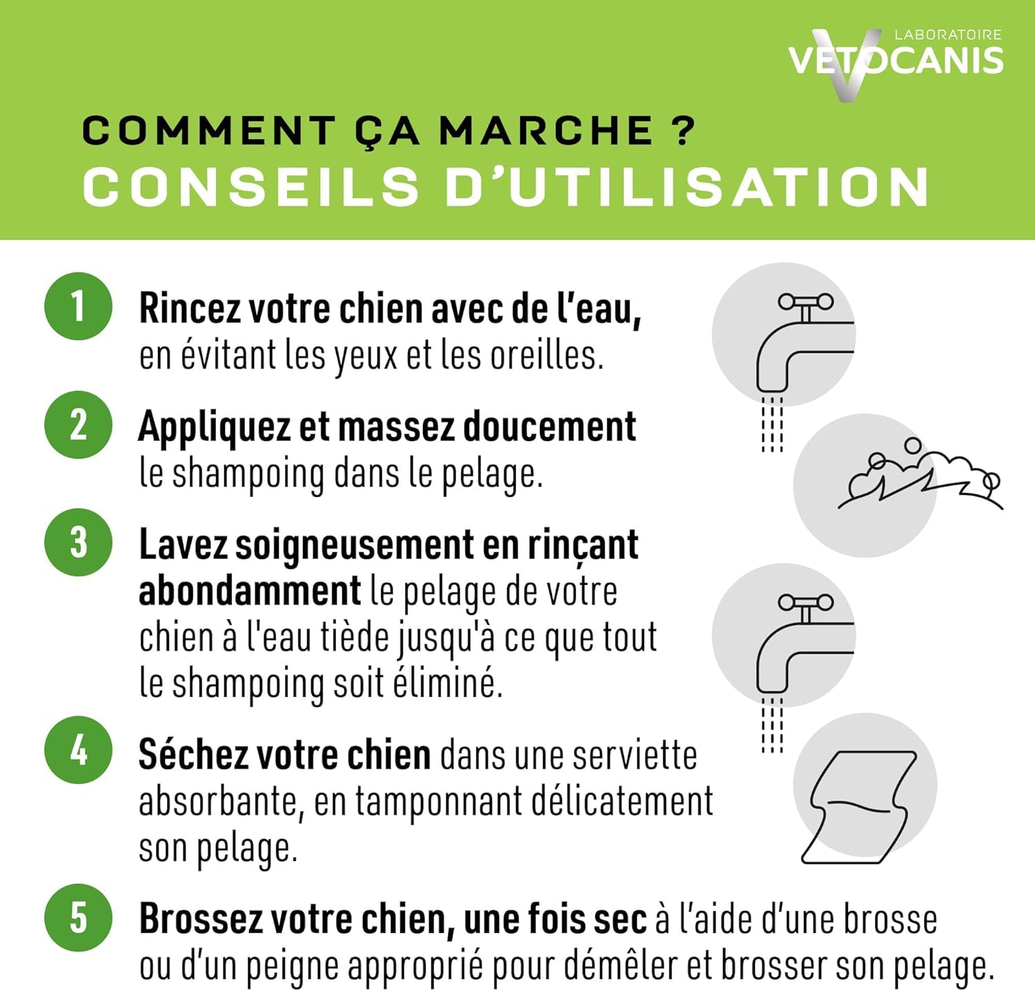VETOCANIS Shampoing Hypo-allergénique, Peaux sensibles pour Chien, 0% de Parabène 0% de Silicone, Format 300ML