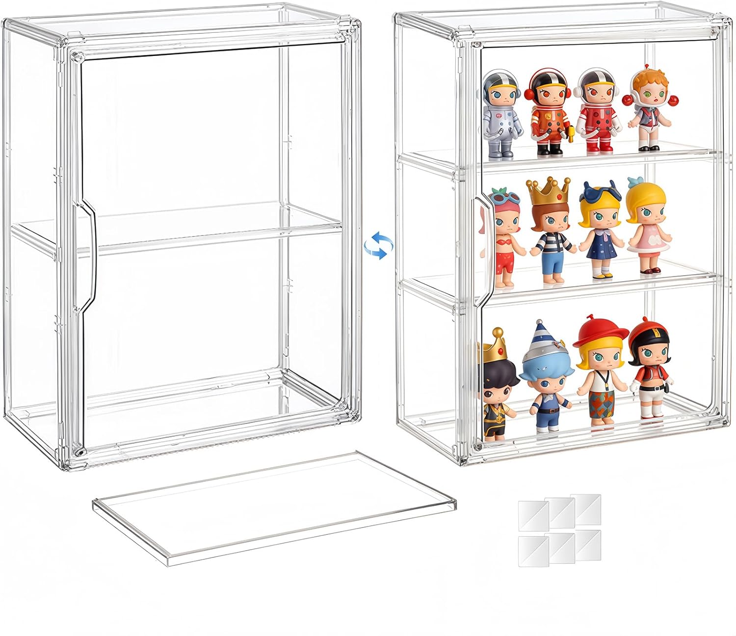 3 Tier Clear Acrylic Display Cases for Collectibles, Display Case for Figures with 2 Adjustable Shelves, Desktop or Wall-Mounted Storage Organizer Showcase for Action Figure & Anime Figures