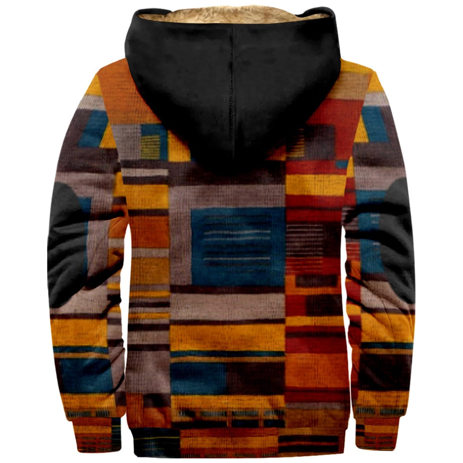 SOOUICKER Fleecejacke Herren Kapuze Sweatjacke Herren Gefüttert Zip Hoodie Herren mit Print Fleecejacke Herren Kariert Vintage Sweatjacke Herren Fleece Hoodie Herren mit Reißverschluss