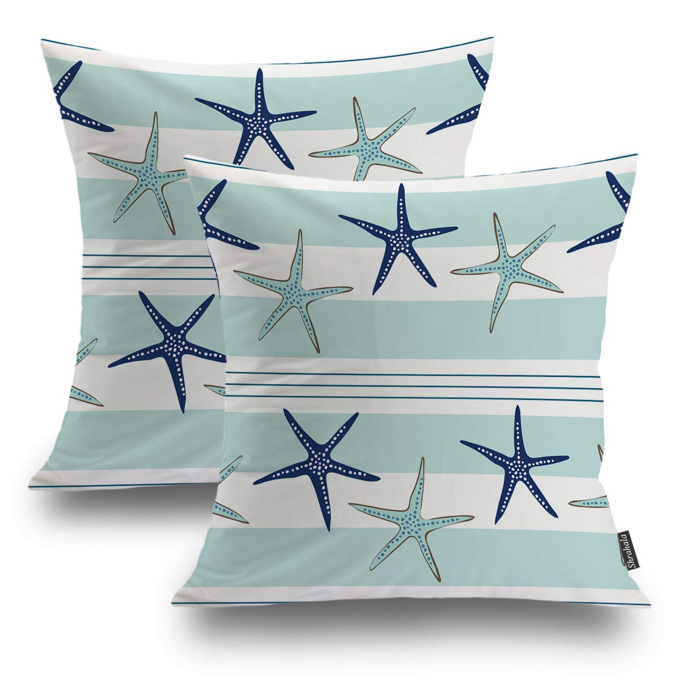 Shrahala Coastal Navy Blue Pillow Covers Decorative Pillowcases