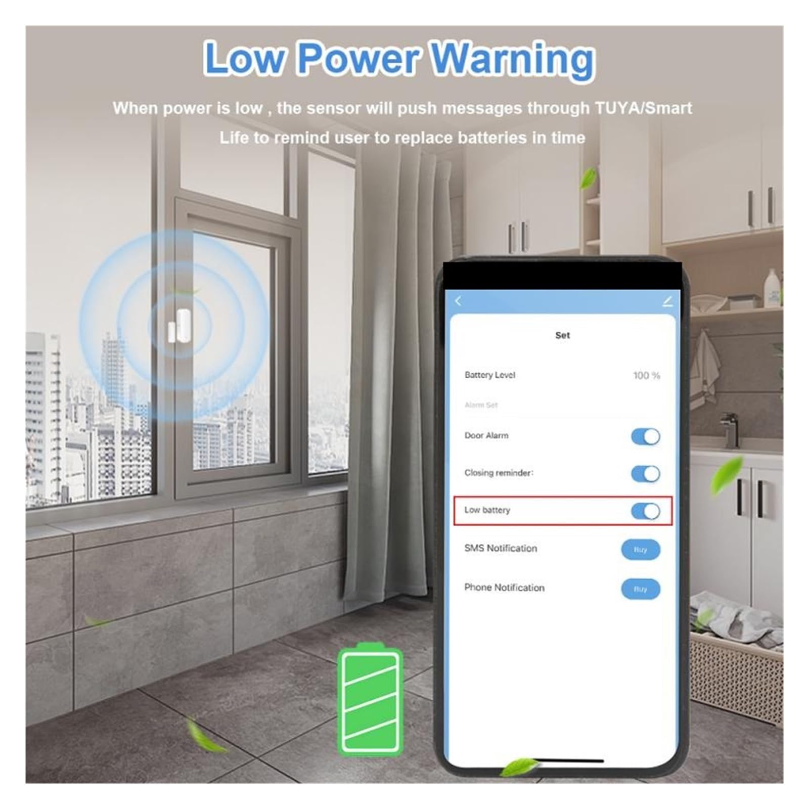 Sensor de puerta inteligente Tuya ZigBee, detectores de puerta abierta y cerrada, protección de seguridad inteligente for el hogar, Control de vida inteligente a través de Alexa Home(8pcs)