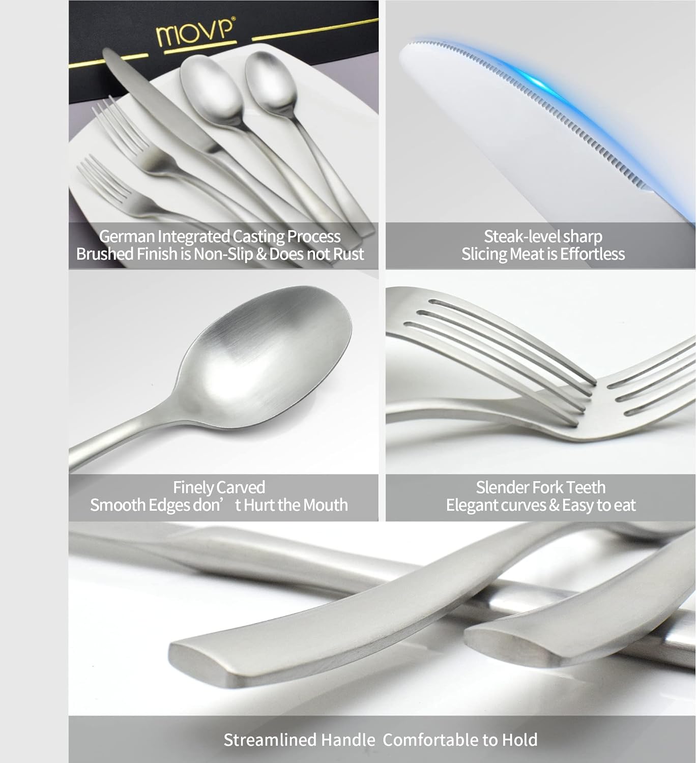 Bеѕt Quаlіtу 🔥 Silverware Set,MOVP 20-Piece Stainless Steel Cutlery Set,Service for 4,Matt Finish,Strong and Rust-Proof,Dishwasher Safe and Won’t Fade,Suitable for Parties,Family,Christmas and Outdoor Camping Lіmіtеd Dіѕсоunt Silverware Set,MOVP 20-Piece Stainless Steel Cutlery Set,Service for 4,Matt Finish,Strong and Rust-Proof,Dishwasher Safe and Won’t Fade,Suitable for Parties,Family,Christmas and Outdoor Camping