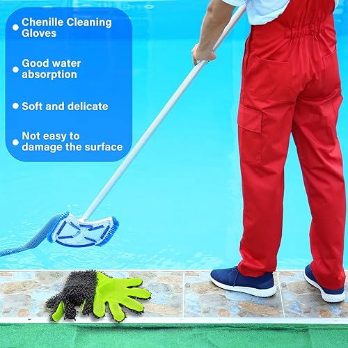 Miniatura 4 de Hushee 2 guantes de limpieza de piscina, guantes de limpieza para spa, piscina, guantes de bañera de hidromasaje, manoplas para manchas y suciedad