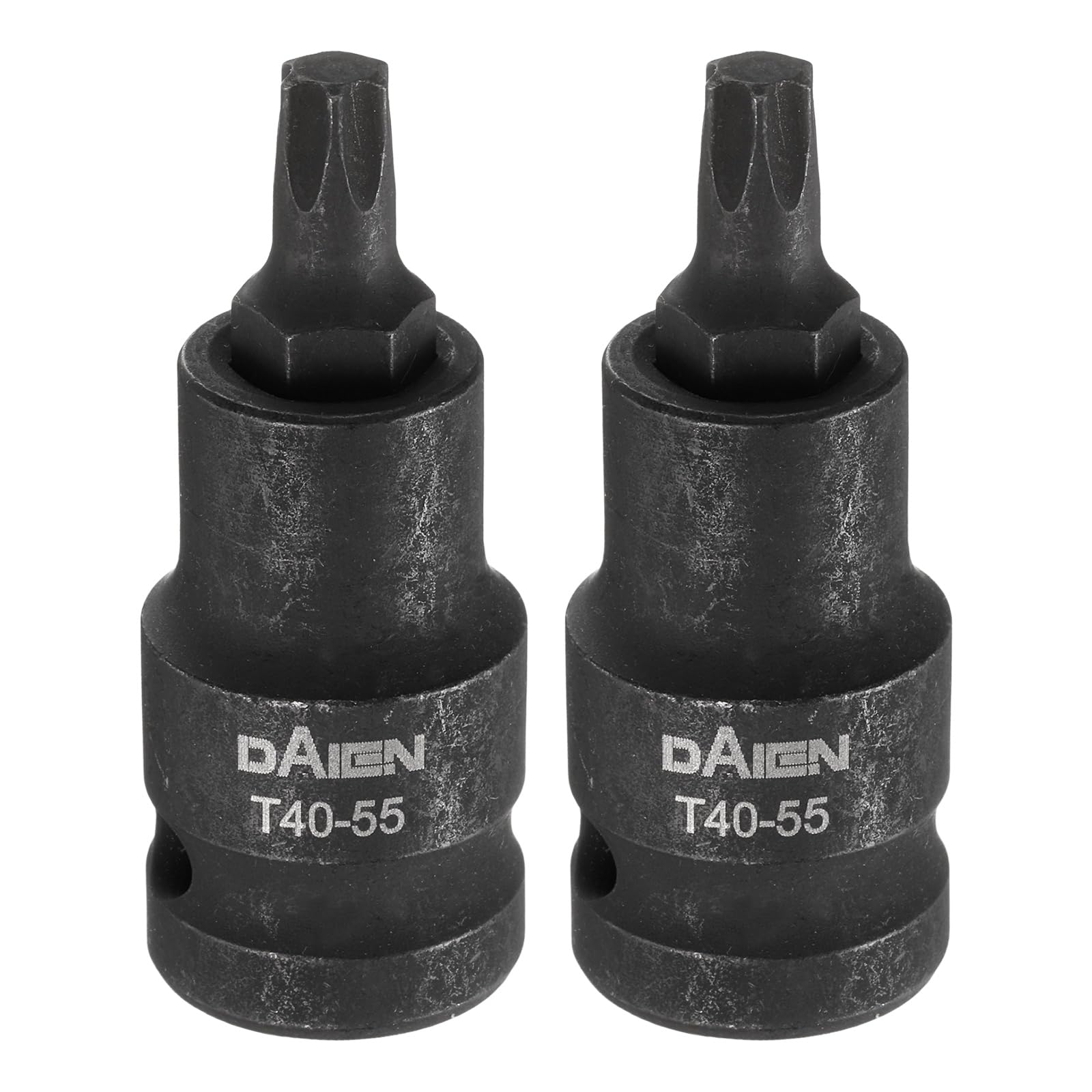sourcing map 2pcs T40 Torx Bit Socket 55mm/2.17" Length 1/2" Square Drive Star 6 Point Extension Impact Bit Power Nut Driver Set S2 Steel Socket Ratchet Wrench Bits, Black