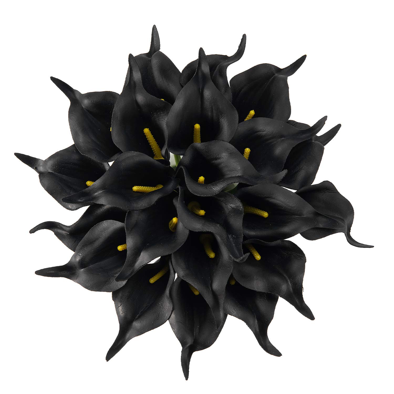 Crafjie 22pcs 13.4 Inch Black Latex Real Touch Artificial Calla Lily