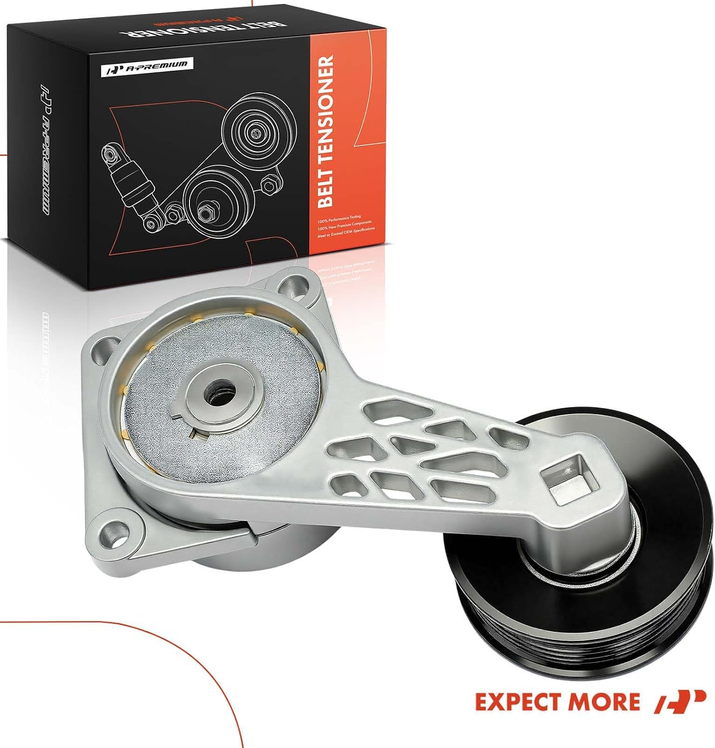 A-Premium Belt Tensioner Assembly with Pulley Compatible with Ford F-150 2002-2008, F-150 Heritage, F-350 Super Duty, F-53 Motorhome Chassis, F650, E-150 & Lincoln Mark LT