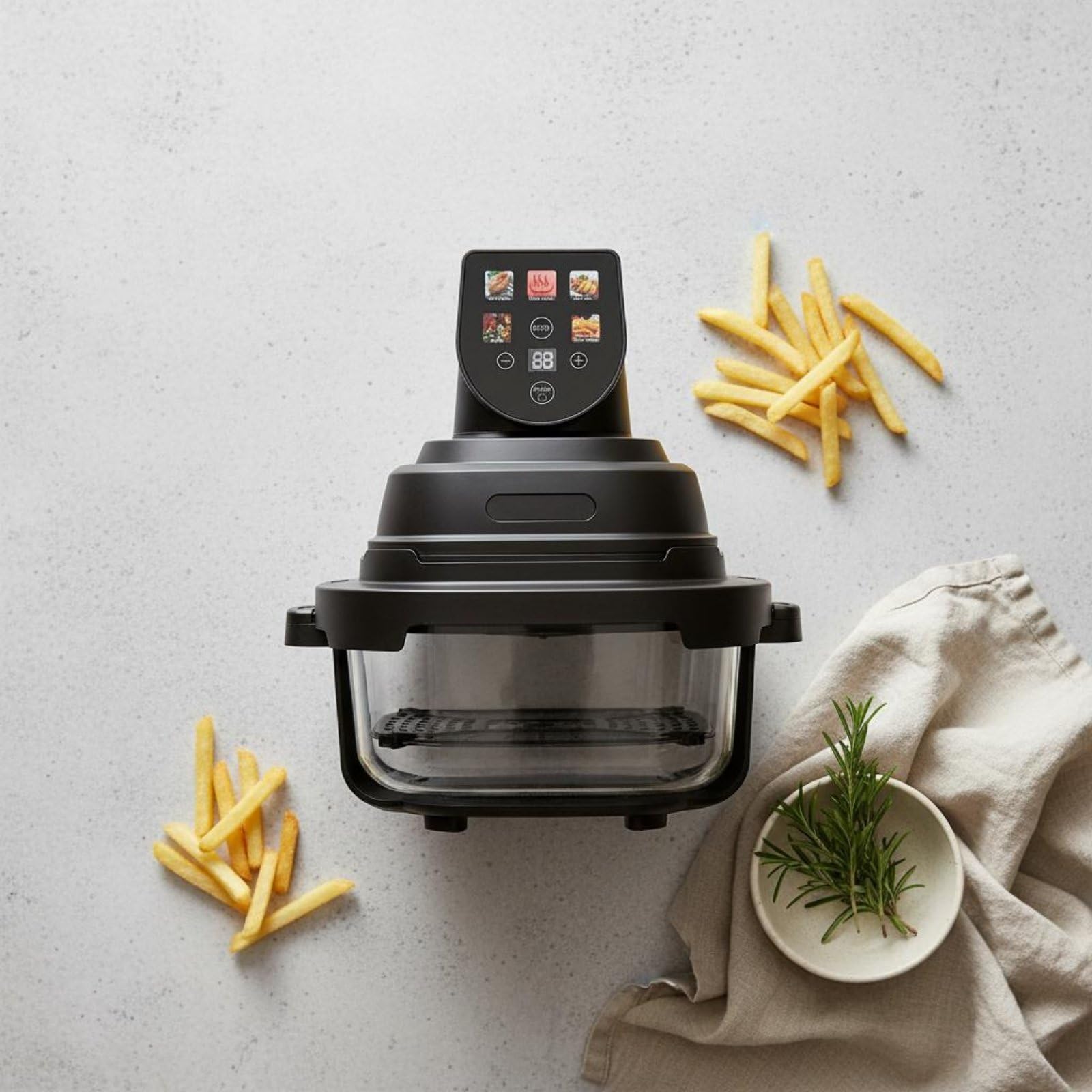 Friggitrice Ad Friggitrice Senza Olio Forno Ad Calda Forno da Banco con Corpo in Vetro Vetro Borosilicato Tubo di Riscaldamento Efficiente Meno Olio
