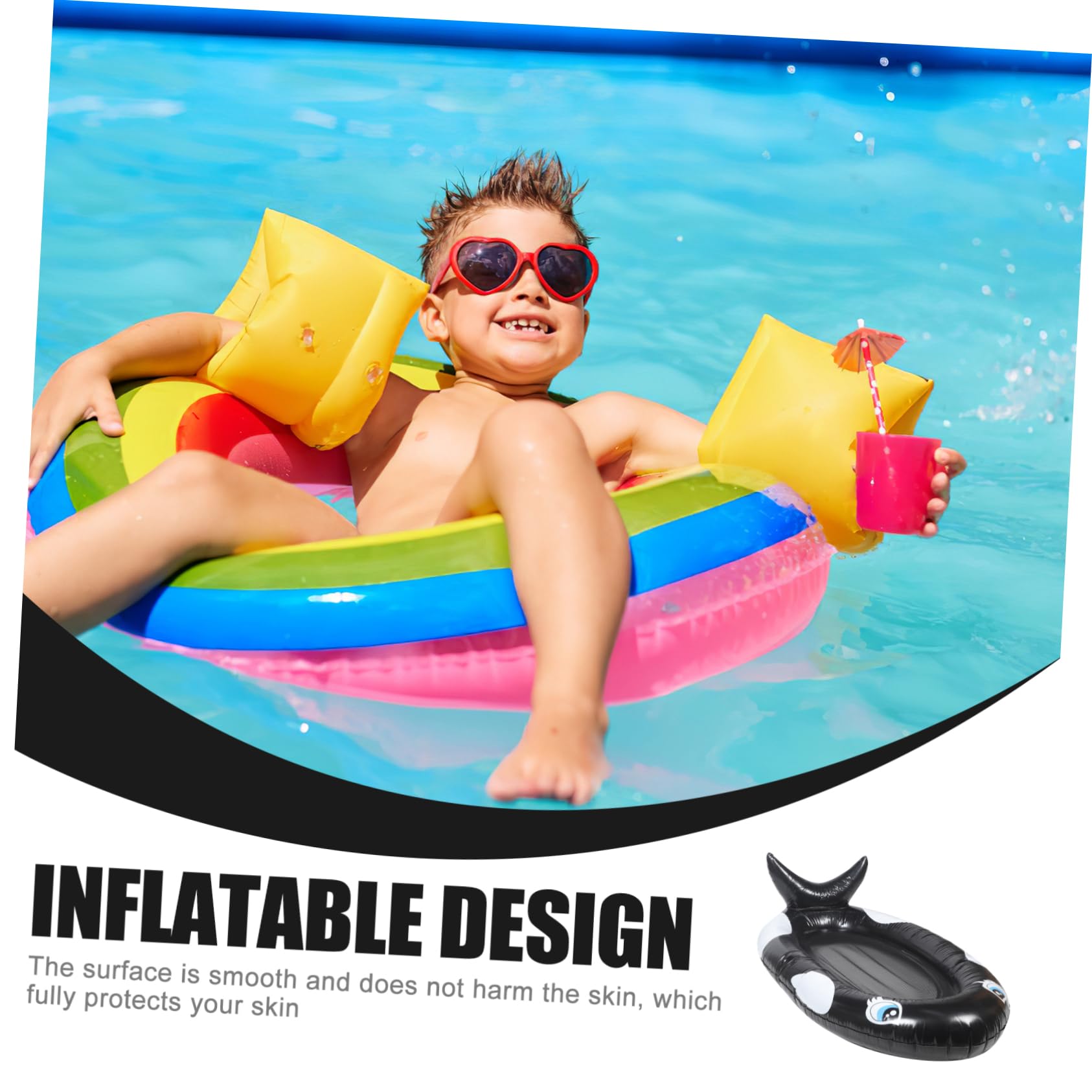 Hamaca Flotante para Piscina Plegable de Malla, Negro PVC, Adulto | Reclinable, Superficie Lisa, Diseño de Patrón Bonito, para Fiesta en Piscina