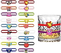 Ackron 18pcs Silicone Wine Glass Markers - Funny Reusable Drink Tags for Glasses & Bottles, Party Bottle Identifiers