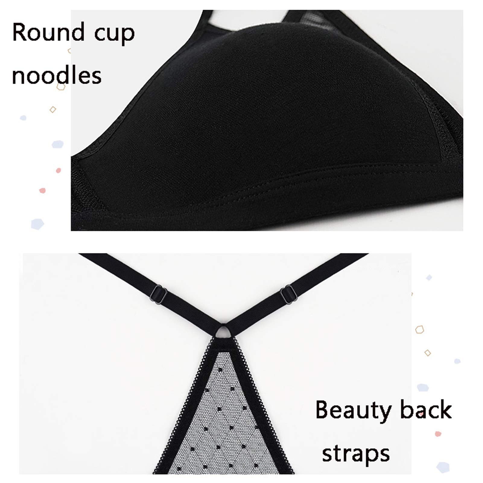 Bralette triángulo para mujer, sujetador y bragas sexys sin alambre, 2 piezas, soporte cómodo para cuello en V profundo (color rosa, tamaño: 80 C)