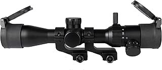 Monstrum 3-9x32 Rifle Scope with Offset Cantilever Scope Rings and Flip Up Lens Covers - coolthings.us