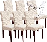 Vista 52 de Genina Fundas impermeables para sillas de comedor, fundas elásticas de jacquard para sillas de comedor, extraíbles y lavables, protector de silla