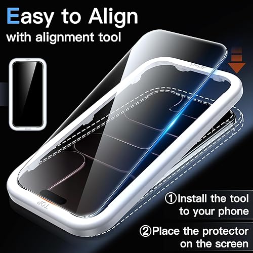 Vista 61 de JETech Protector de pantalla para iPhone 15 Pro Max de 6.7 pulgadas, película de vidrio templado con herramienta de fácil instalación, compatible