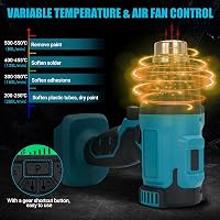 DriSubt Hőlégfúvó Makita 18V Akkumulátorokhoz - LCD Kijelző, 550°C, Állítható Hőmérséklet, 8 Fúvóka, Festékeltávolításhoz, Forrasztáshoz, Ba 2
