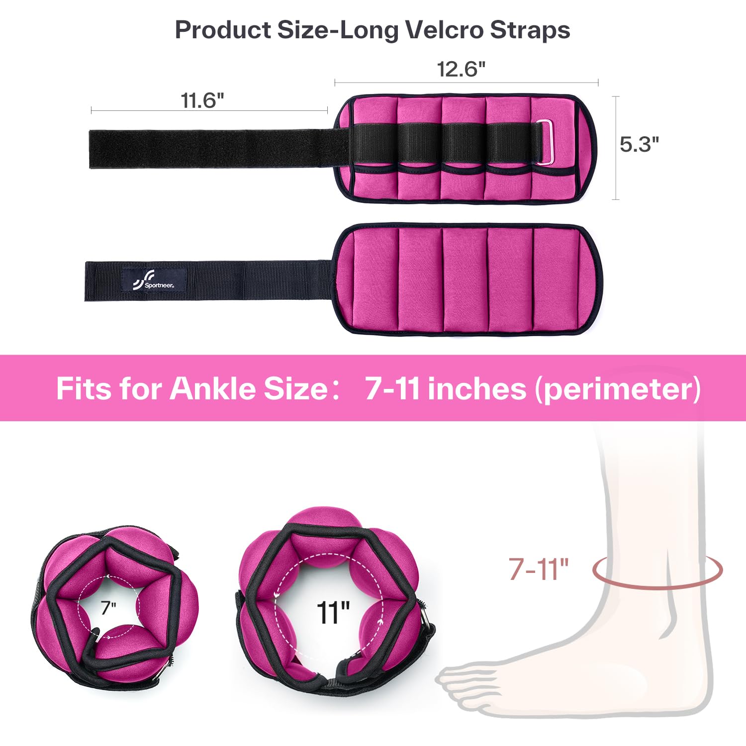 Lot De 2 Poids Poignets/chevilles Sportneer - Noir - 2 Lb Réglable - Velcro - Homme/Femme/Enfant