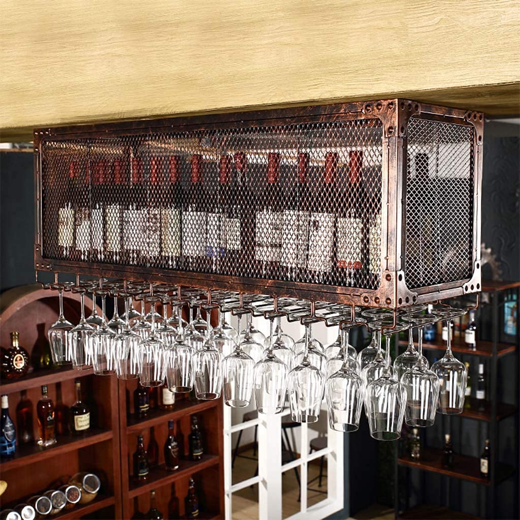 Étagère de décoration au plafond pour bar et cuisine avec grand casier à vin suspendu