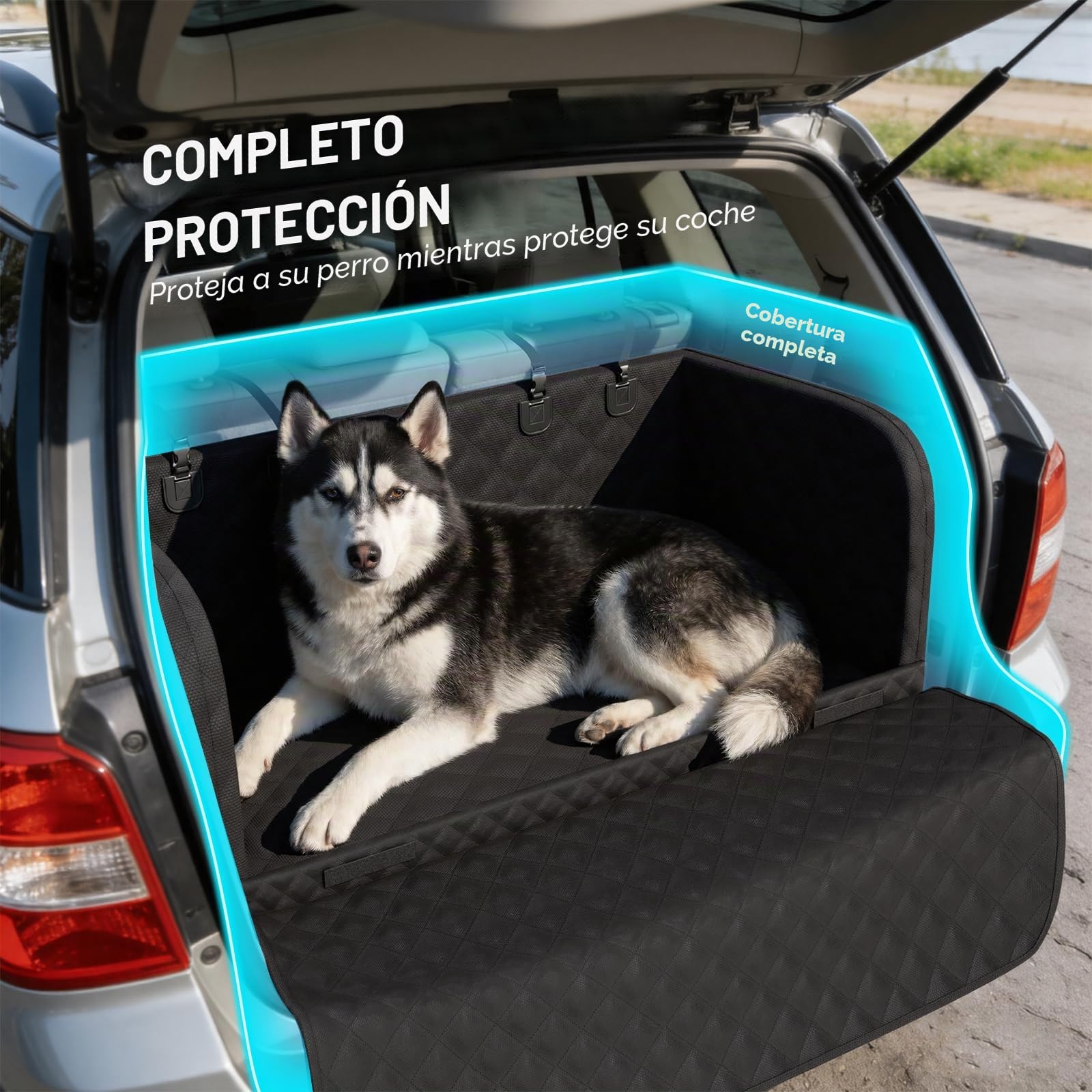 Pecute Funda Maletero Coche Perros, Funda Maletero Coche Perros Impermeable, Protección anticolisión de Esponja, Housse Voiture Chien para SUV-L