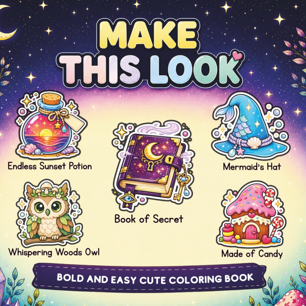 Make This Look: Bold and Easy Cute Coloring Book with Creative Prompts to Transform Magical Objects Through Imagination