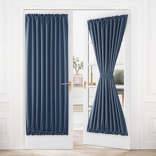 Miniatura 582 de DWCN Cortinas para puerta francesa: cortina térmica con bolsillo para barra para puertas con ventana de cristal, puertas de cocina y patio