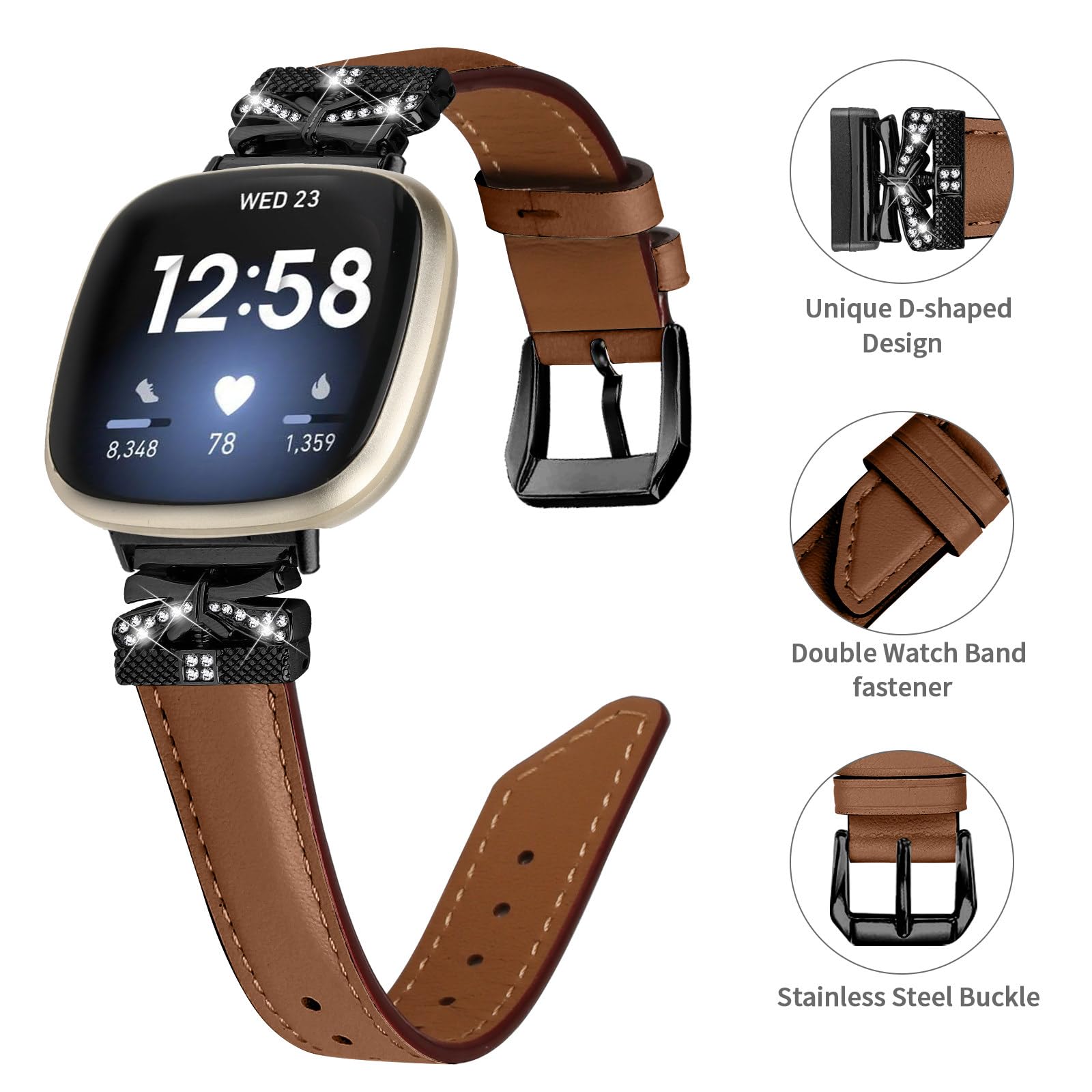 MVRYCE Compatible With Sense 2 Leather Strap, 5.0