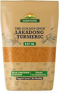 Farmvedic Organic Lakadong Turmeric Powder (8.81 oz / 250g) with Highest Curcumin upto 9% from Meghalaya Hills | Best Haldi Powder for Cooking and Skin with Fresh Aroma.