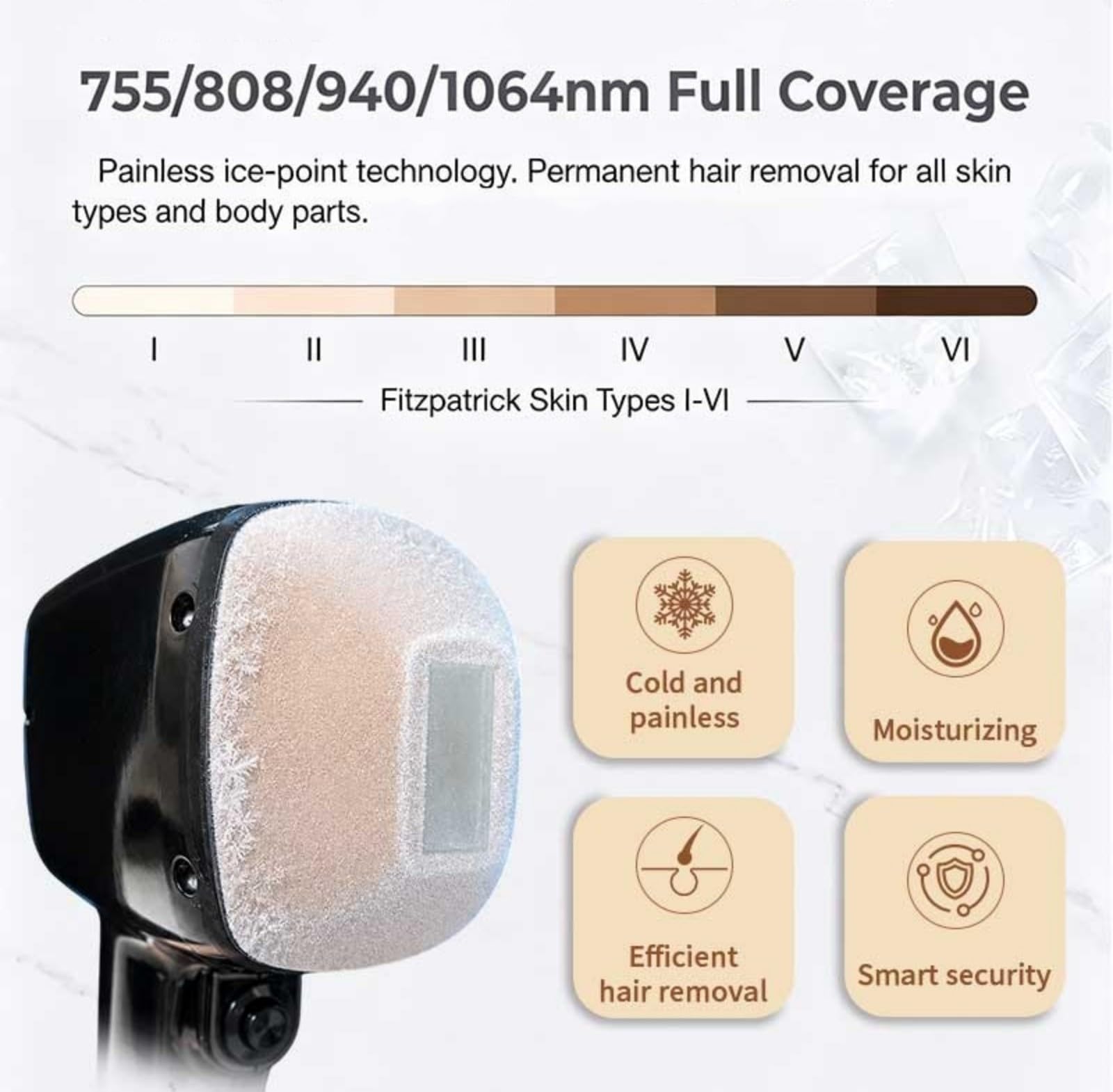 Dispositivo di bellezza 4 in 1 epilazione e ringiovanimento della pelle | Dispositivo di bellezza professionale multifunzionale adatto a viso, corpo, arti, zona bikini e altre aree