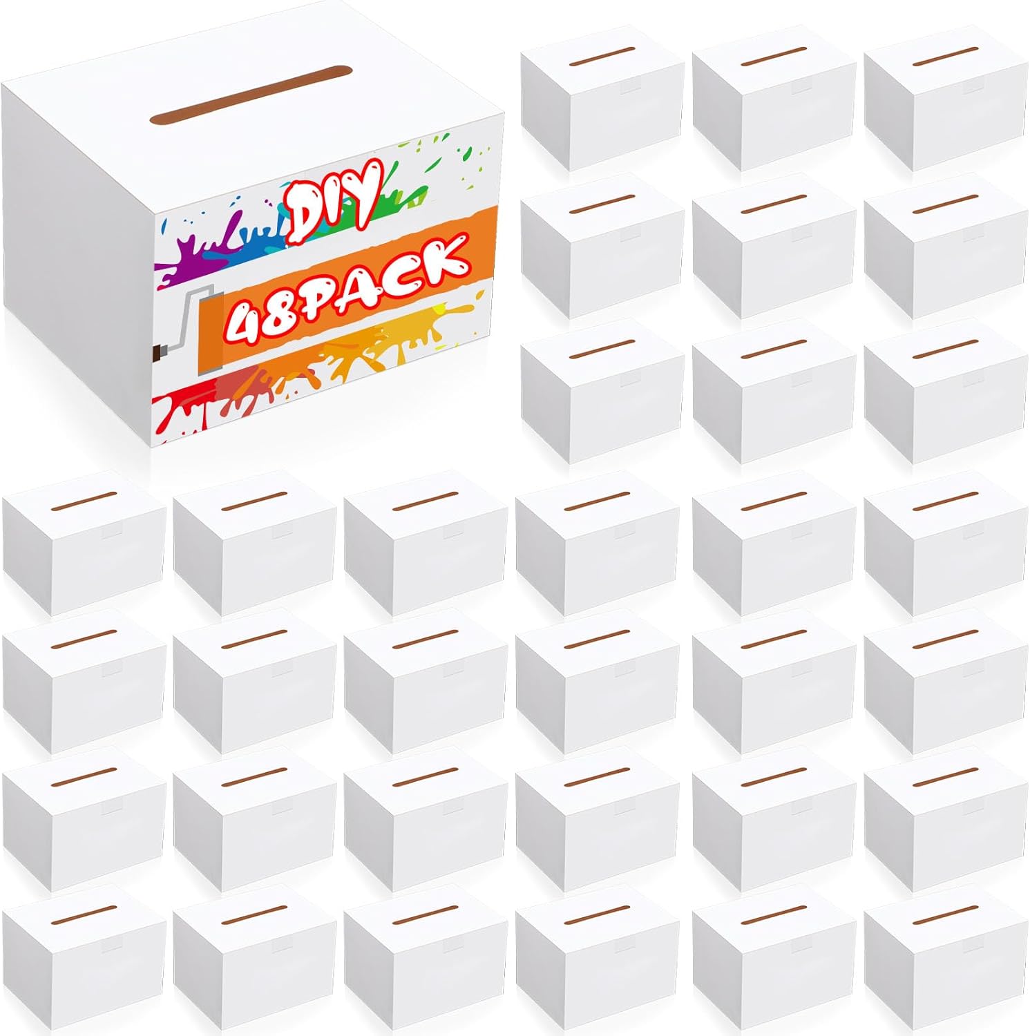 Fullhawl 72 Pack Ballot Raffle Box White Suggestions Donations 6 x 4.5 x 4 Inch Cardboard Box with Removable Header Charity for Fundraising Collecting Business Card Voting Contest