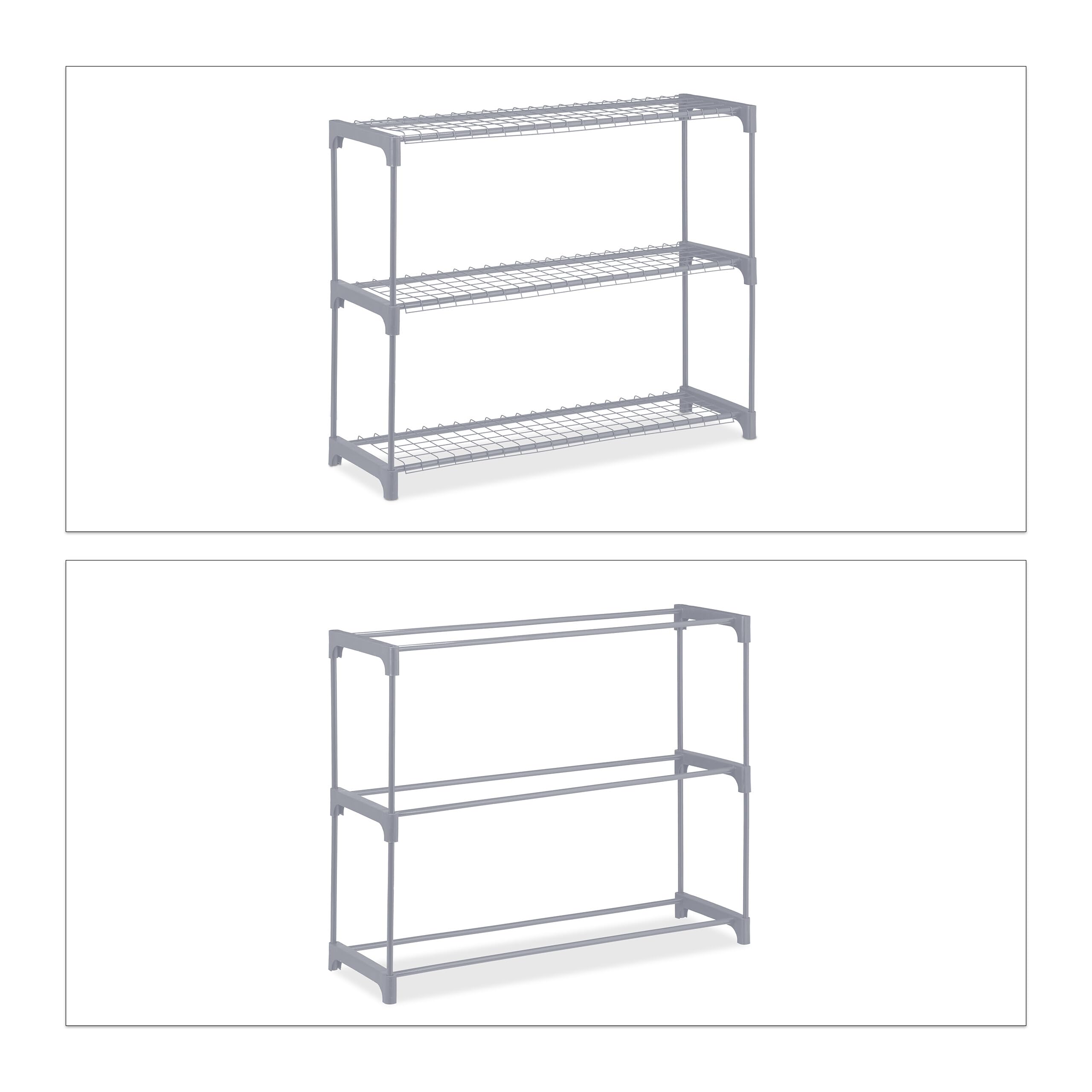 Relaxdays Scaffale Porta Piante a 3 Ripiani, Portapiante in Vaso, Fiori e Erbe, Mobile in Acciaio, 72x91x28 cm, Grigio