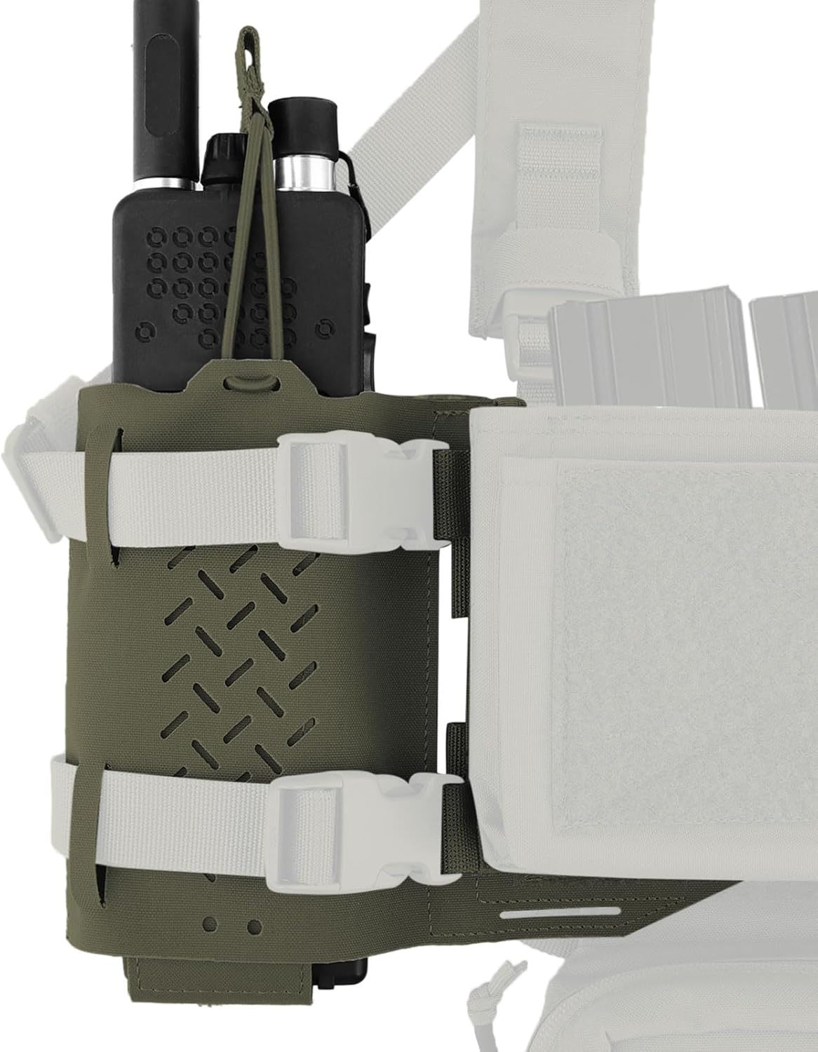 2 Pcs Tactical Cummerbund Radio Pouch Magazine Holder Carrier Front Hook & Loop Quick Release