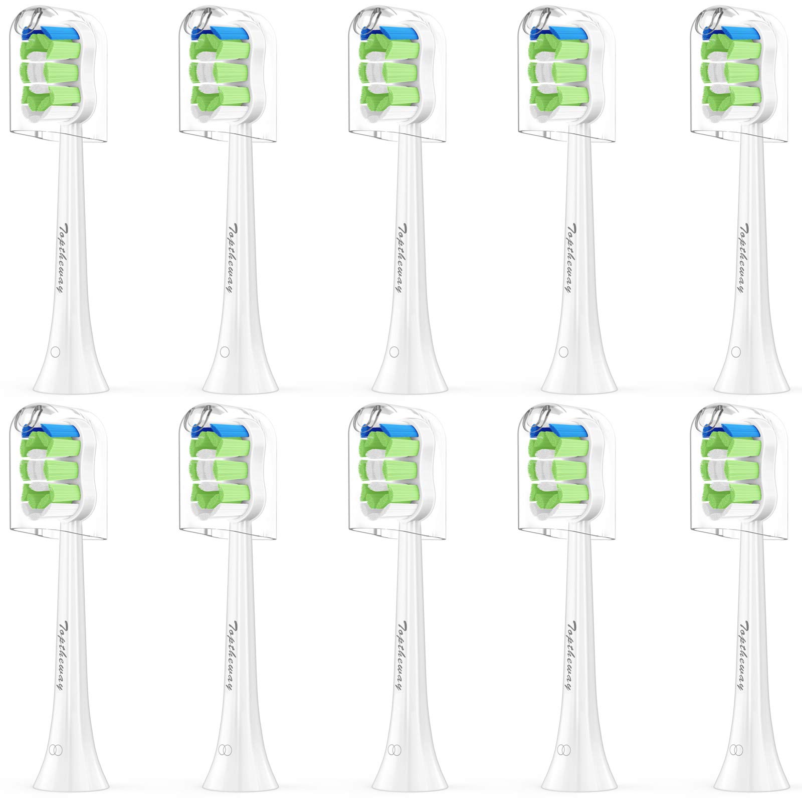 Toptheway Replacement Brush Heads for Philips Sonicare Diamondclean 2 Series Plaque Control 3 Series Gum Health Flexcare HealthyWhite EasyClean Electric Toothrush, 10 Pack